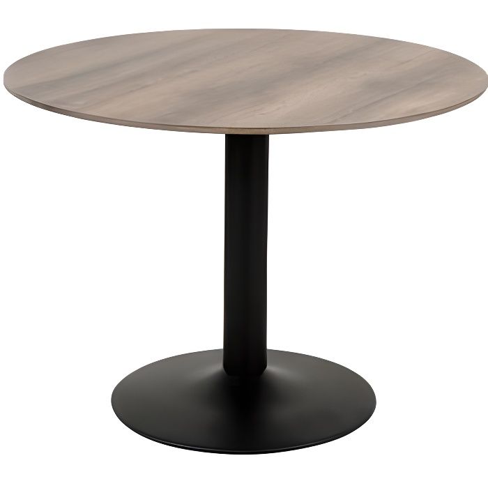 Table ronde avec pied central JULES. Magnifique design pour votre cuisine ou votre salle à manger. 105 Marron
