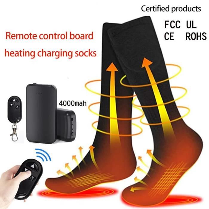 Chaussettes Chauffantes Rechargeables pour Hommes Femmes Ski Plein Air Hiver Froid Chasse Camping- avec télécommande