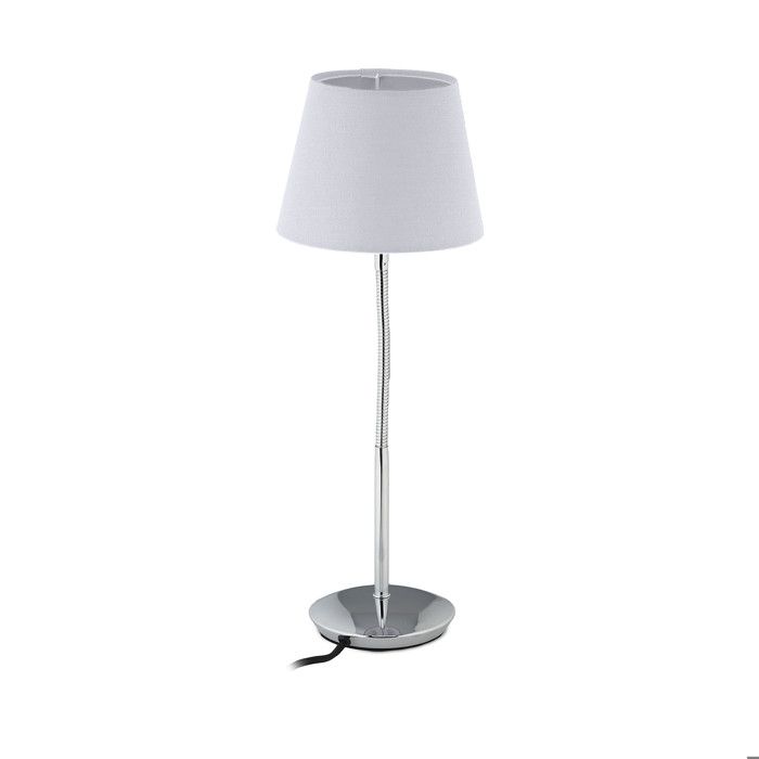 Relaxdays Lampe de chevet bras flexible abat-jour en tissu pied chromé douille E14 luminaire HxD : 47x17 cm blanc