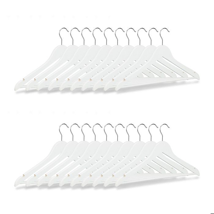 40x cintres en bois classiques pour manteaux pantalons vêtements Pivotant sur 360° HxL 23x44 cm blanc