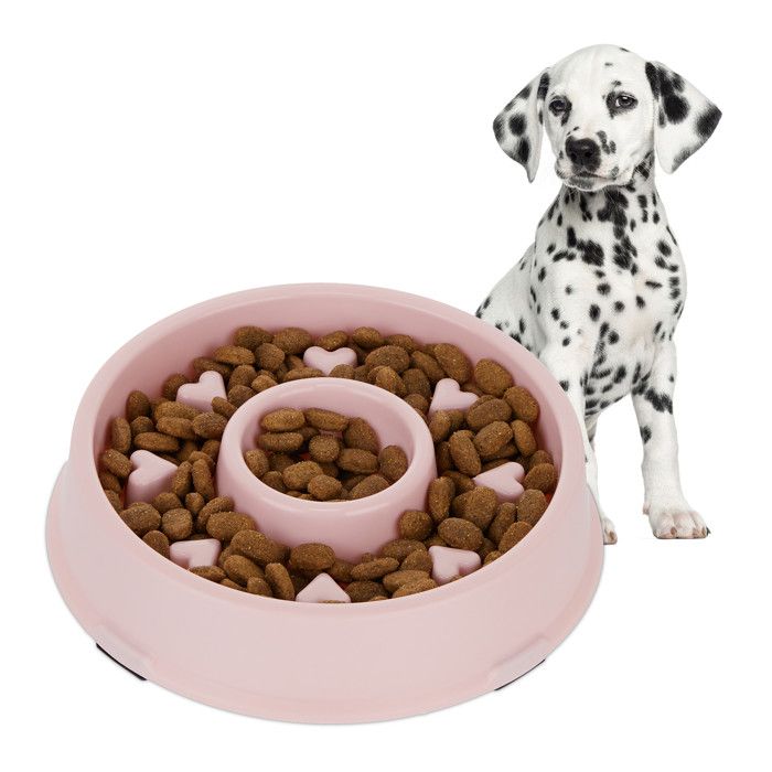 Meilleurs prix pour Relaxdays Gamelle anti-glouton repas pour chiens 500 ml digestion lente compatible avec lave-vaisselle rose