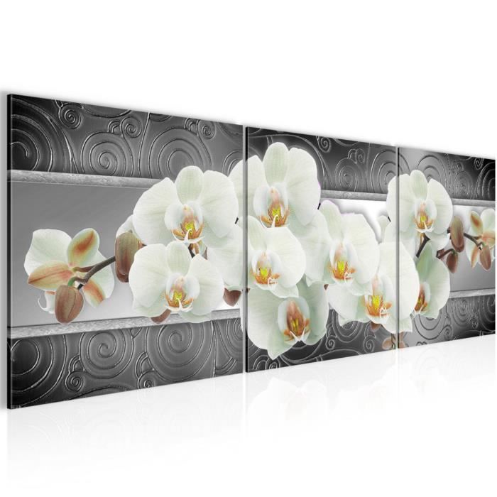 Runa Art 203445a Living Room Wall Picture with Orchid Flowers in Beige Yellow 4 Parts Made in Germany