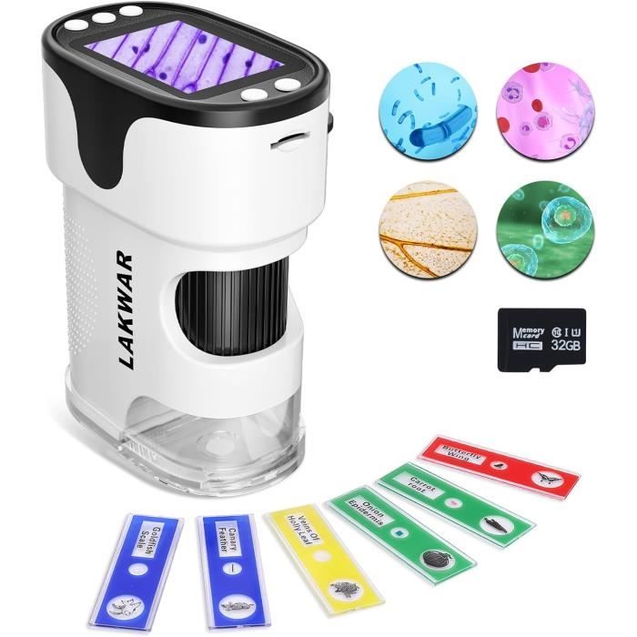 Petiscope Enfant Portable, Microscope Portable Enfant, Microscope de Poche, Cadeaux Éducatifs