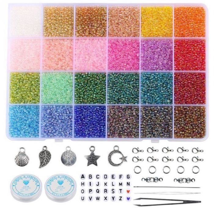24000 Pièces 2mm Perle De Rocaille, 24 Couleurs Kits De