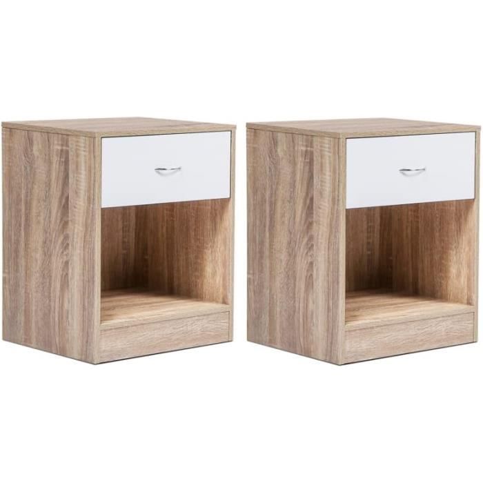IDMARKET Lot De 2 Tables De Chevet UTAH 3 Tiroirs - Maison