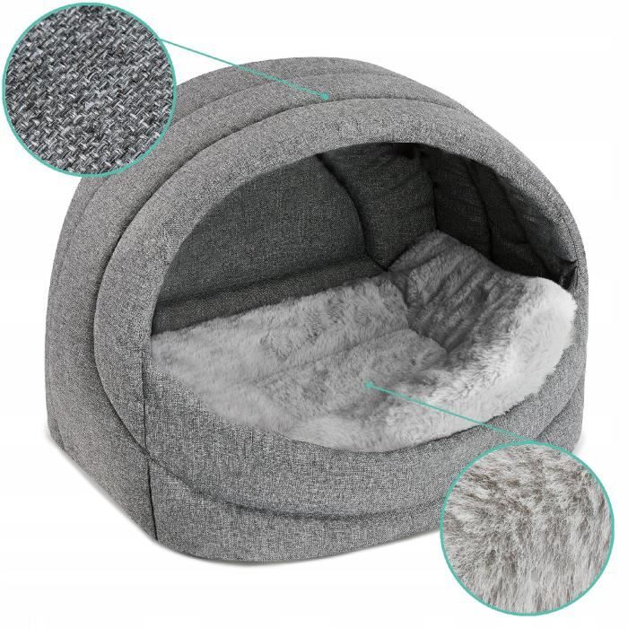 Meilleurs prix pour SuperKissen24 Panier pour Chien Chat Lit Niche Corbeille Gris Noir Taille XL Couchage