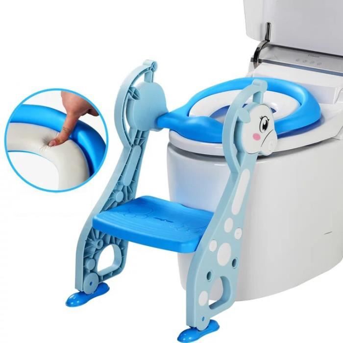 Réducteur WC Siège de Toilette Enfants avec Marches Chaise de Formation  Pliable Lunette d'Toilette Souple Tabouret Anti-dérapant