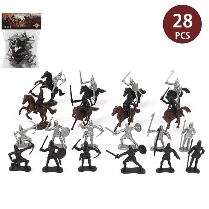 Lot De 9 Figurines Soldats Moyen Âge En Bronze - Guerriers Cavaliers 10cm, échelle 1:18, Occasion