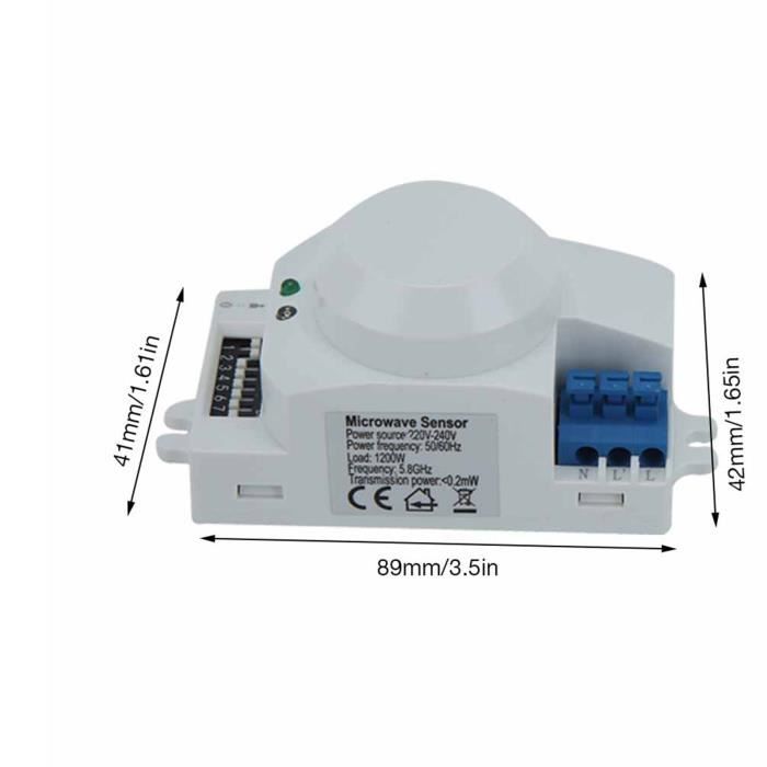Détecteur de Mouvement 400 W en Saillie Micro-ondes Radar 360°-180° Blanc