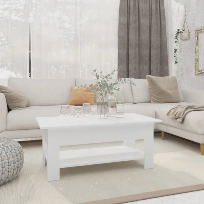 PromoTable de Salon LMT - Table basse Blanc 102x55x42 cm Aggloméré 184Kg