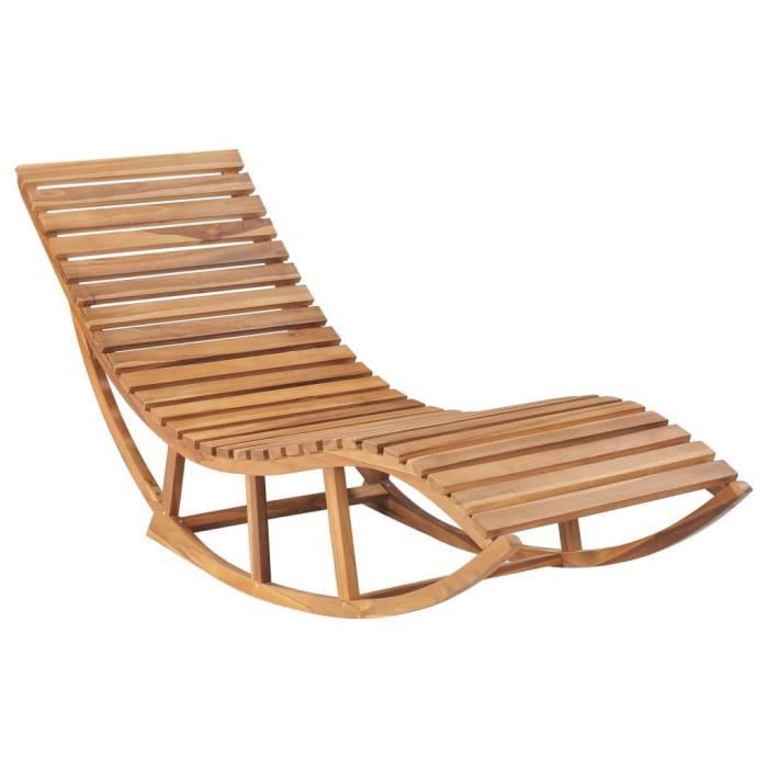 "top" bains de soleil d'extérieur jili - chaise longue à bascule bois de teck solide,21 kg