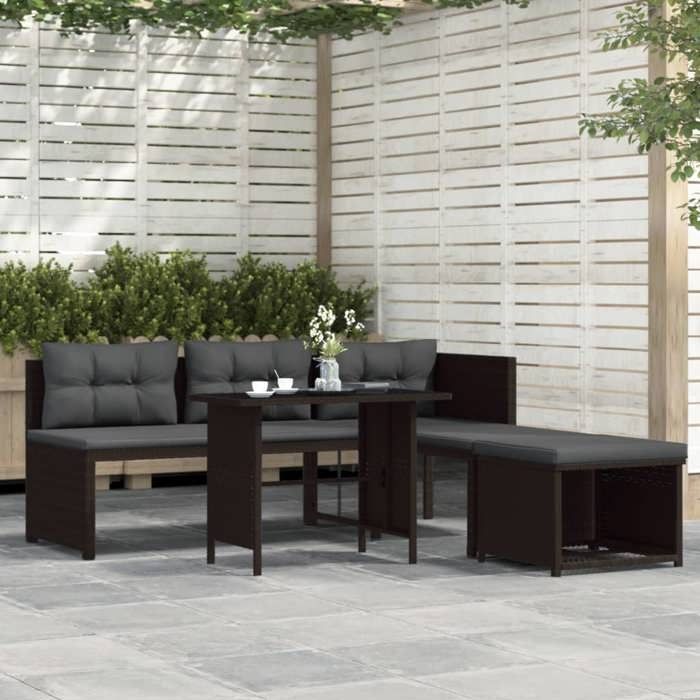 Salon de jardin - VIDAXL - Résine tressée - Marron - 4 personnes