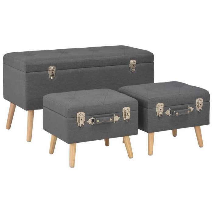 vidaXL Lot de 3 Tabourets de Rangement Bout de Lit Repose-Pied de Salon Organisateur dEntrée Salle de Séjour 247526 vidaXL Lot de 3 Tabourets de Rangement Bout de Lit Repose-Pied de Salon Organisateur dEntrée Salle de Séjour 247526