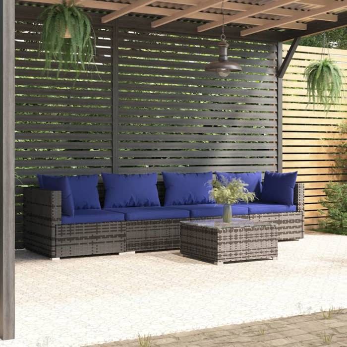 Salon De Jardin 5 Pcs Avec Coussins Noir Aluminium VidaXL