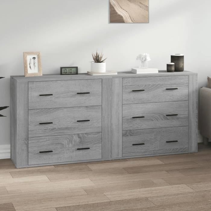 vidaXL Buffets 2 pcs sonoma gris bois dingénierie 3185413