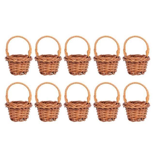 Panier En Osier Tressé à Main Avec Poignée - 20x17 Cm - Rangement Déco Pour Fleurs, Cosmétiques, Maison