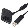 TRIXES Câble USB chargeur noir pour manette Xbox 360-1