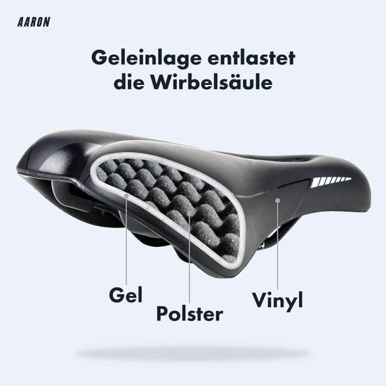 Selle Vélo Randonnée AARON Confort Homme Femme - Siège Ergonomique Avec Mousse Air Pour VTT, Trekking Et Vélo Ville