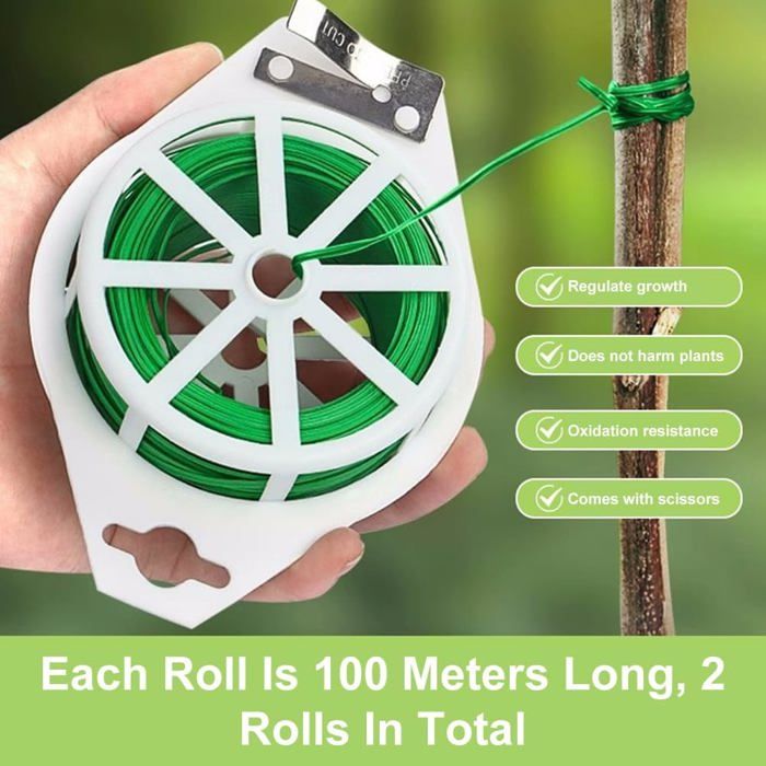 Fil Jardinage 3.5mm 6 Rouleaux Fil De Fer Vert Jardin 3,5 Mm X 5 M – Attaches Plantes Souples Et Solides – Total 30 M
