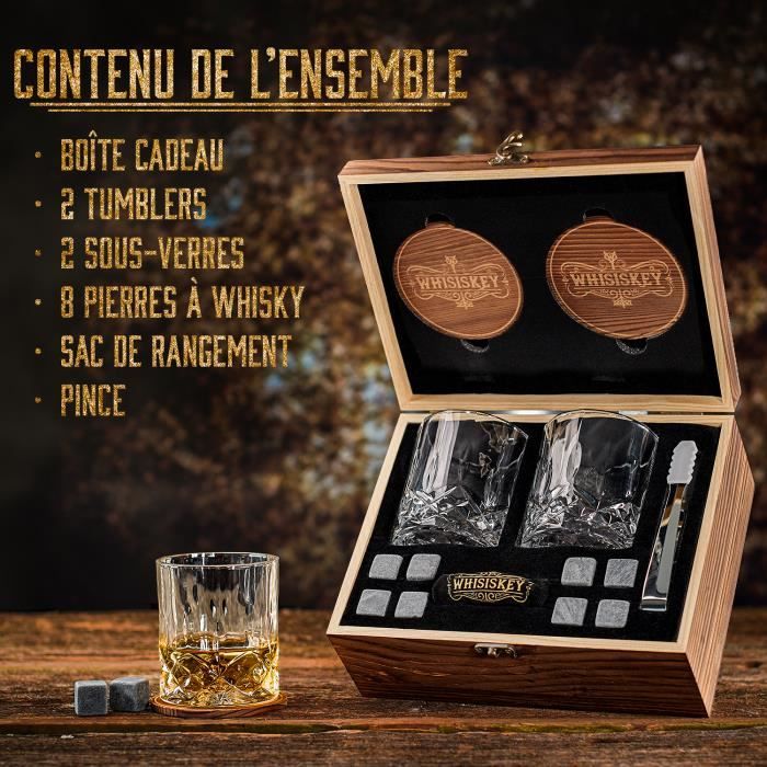 Whisiskey Verres à Whisky set - 2 Verre à Whisky - Coffret Cadeau - Rocks  Pinces, sous-Verres, Pierres a Whisky & Verres - La cave Cdiscount