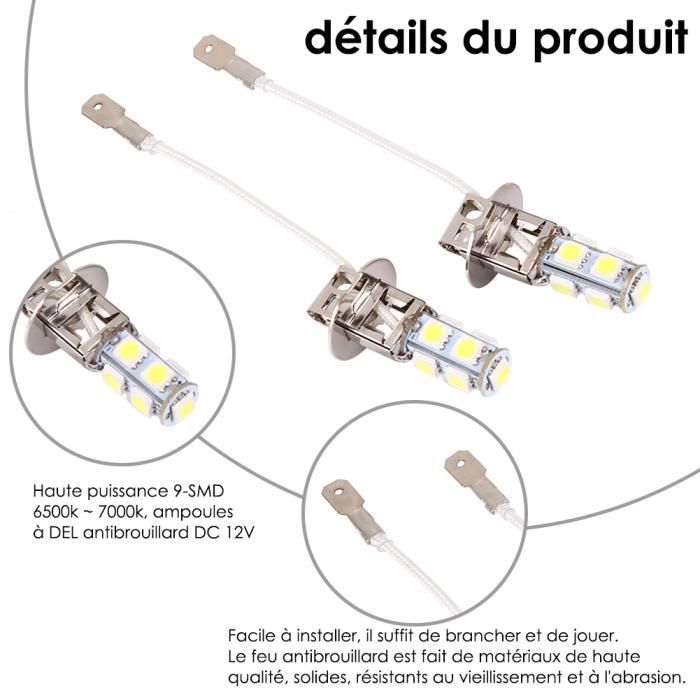 Ampoule LED H3 30 SMD - Blanc Xénon 6000K Haute Puissance 80W - Pour Feux Anti-Brouillard/Phares 12V