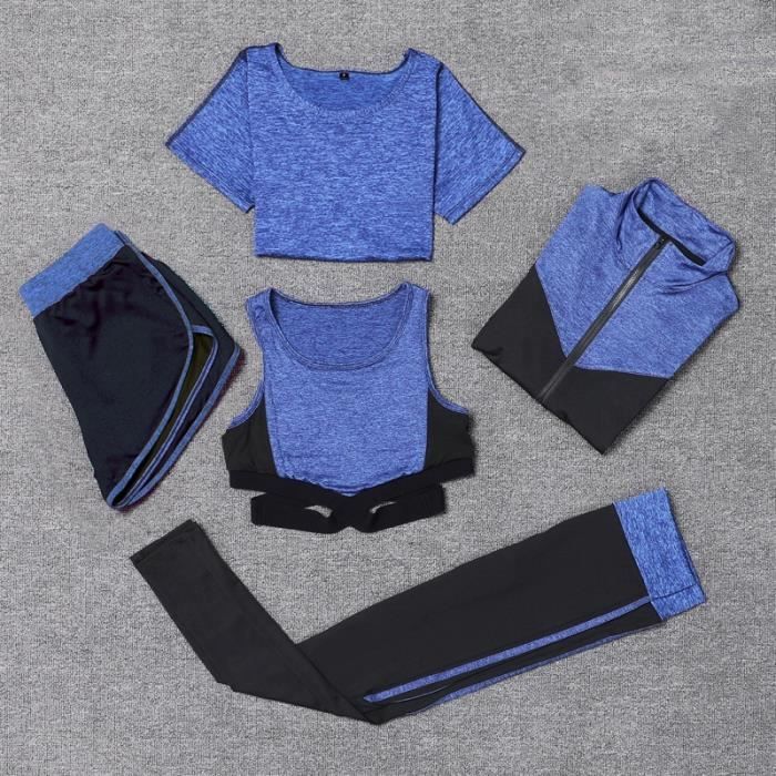 Survêtement de Fitness Femme 3 Pieces Costumes de Sport Yoga Fitness Tenue  de Sport Sportswear pour Gym Jogging Athletisme Vêtements Bleu - Cdiscount  Prêt-à-Porter