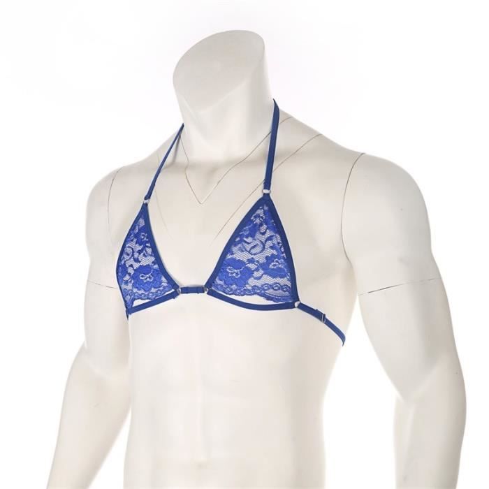 Soutien gorge ajustable en dentelle pour homme sous vetement Sexy Lingerie col licou sous vetement de Bon Rouge Cdiscount Pret a Porter