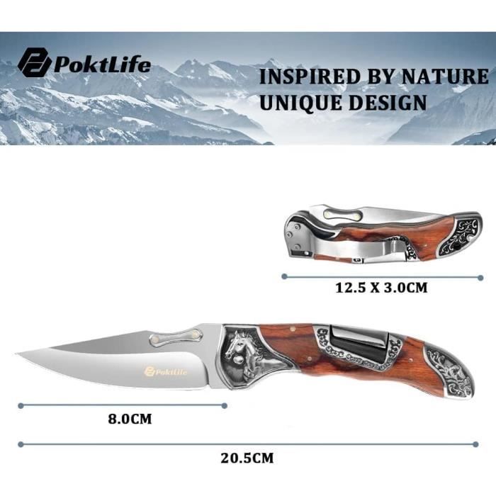 Couteau Pliant De Poche EDC, Inox, Pour Survie, Camping, Chasse Et Plein Air