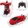 Voiture Télécommandée Transformers Jouet Voiture De Sport Modifié Déformation Robot pour Cadeaux Enfants de 4 à 14 Ans-Rouge-2