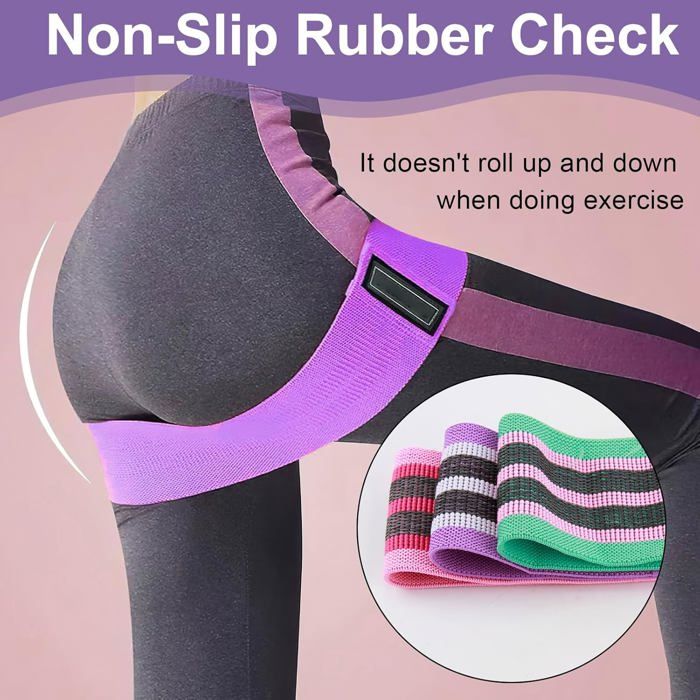 Bande Élastique Musculation Tissu – Lot 3 Niveaux Résistance Antidérapante Pour Squats, Yoga, Pilates, Jambes & Fessiers