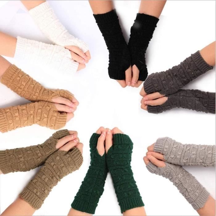 Lot De 2 Paires De Gants Femme Tricot Noir Et Rouge - Taille Unique, Doux, Neufs