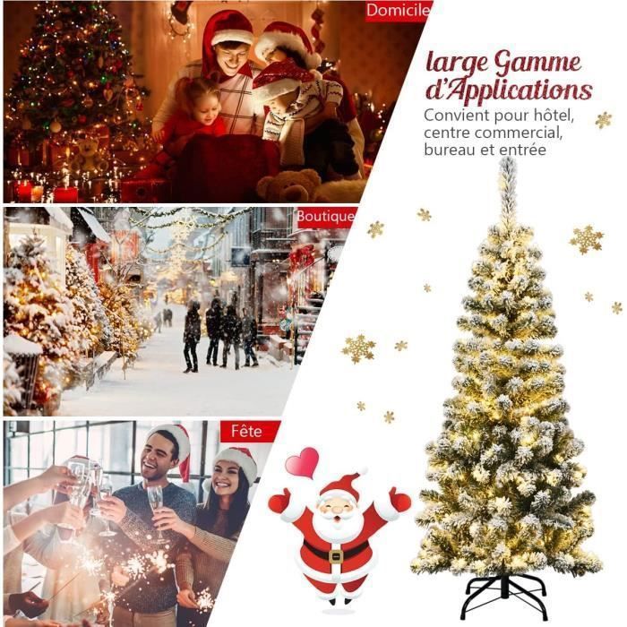 Sapin De Noël Artificiel 150 Cm – Forme Crayon, 220 Branches, PVC Ignifuge