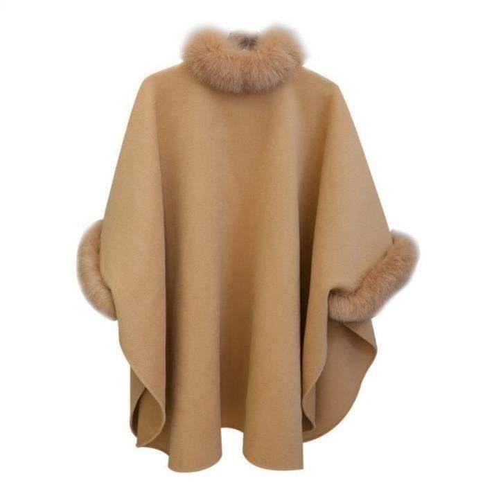 Poncho Femmes FUNMOON Cape Collier Fourrure Gilets Chaud