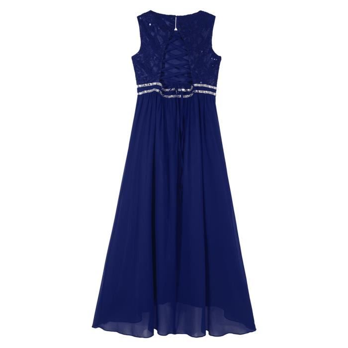 YOOJIA Enfant Fille Robe de Soiree Longue Brillant Robe Ceremonie Chic Demoiselle d Honneur Mariage Pageant Anniversaire 5 16 Ans Bleu marine Cdiscount Pret a Porter