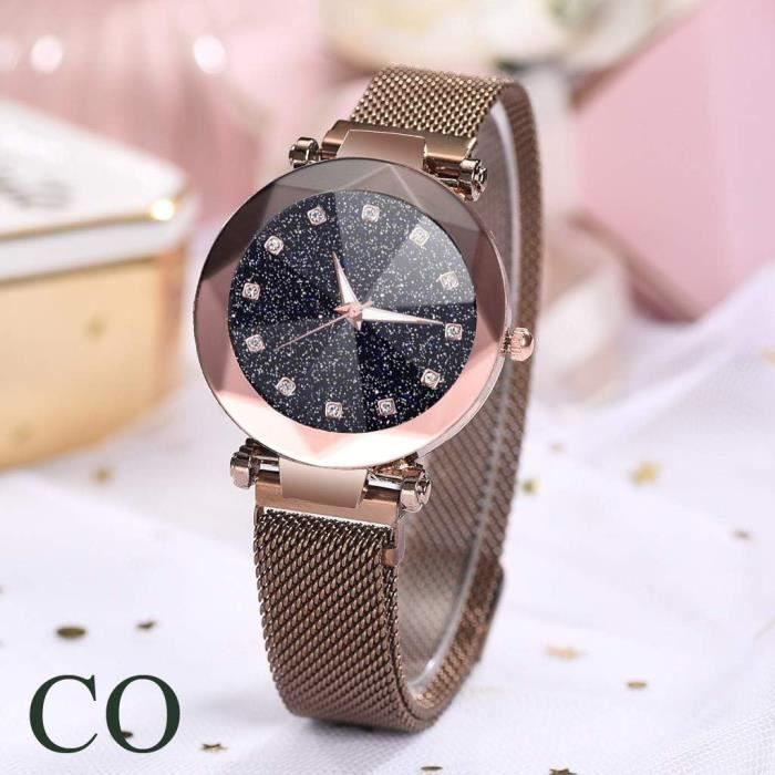 Montre Femme Pas Cher Bracelet Maille Acier Inoxydable Quartz