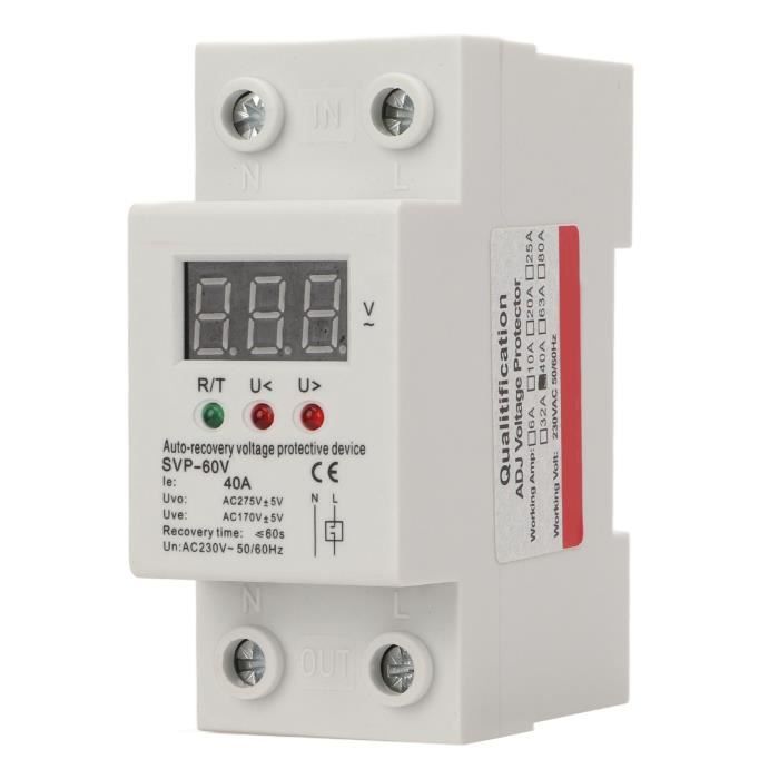 DEWIN Protecteur De Tension Intelligent Réglable 63A Monophasé 230VAC - Protection Surtension Sous-tension & Surintensité Maison