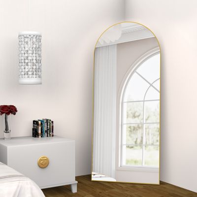 Miroir Sur Pied CASSILANDO 165x60cm - Miroir Plein Pied Avec Cadre Fin Noir