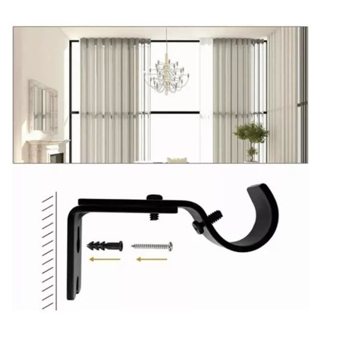MeYuxg Lot De 4 Supports De Tringle à Rideaux Réglables En Métal Avec Vis Pour Bureau, Salon, Chambre à Coucher Ou Ailleurs Dans La Maison