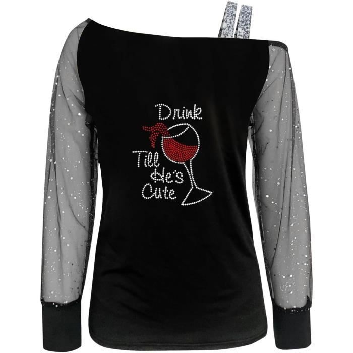 Haut Femme Chic Manches Longues Dentelle Blouse Élégante Tops HY11