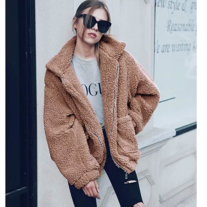 Manteau peluche marron online