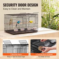 Cage Oiseau-VEVOR-760 x 465 x 465 mm-Petite Cage Oiseaux Métal avec Séparateur-pour Oiseaux en Voyage, Perroquet, Canaris - Animalerie