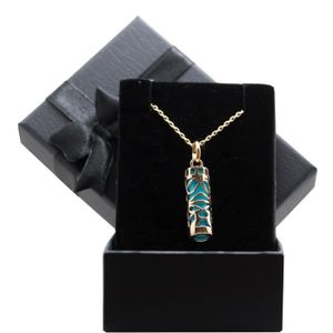 Pendentif Art Déco Plaqué Or Avec Pâte De Verre Turquoise - 50x25mm - Occasion Vintage
