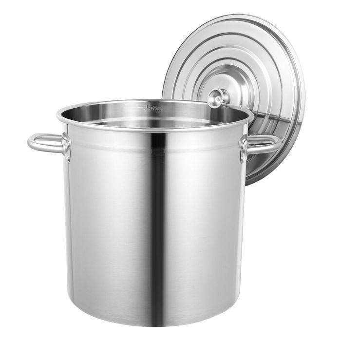 Marmite Alimentaire 10 L En Acier Inoxydable - Grande Marmite Induction Avec Couvercle, Robuste Et Anti-Rouille