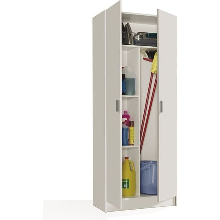 Armoire de rangement - DMORA - Charleston - 2 portes - Étagère à chaussures - Blanc Armoire de rangement - DMORA - Charleston - 2 portes - Étagère à chaussures - Blanc