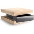 FIXY Table basse carrée style contemporain décor chêne et gris brillant - L 80 x l 80 cm-0