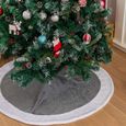 122cm Jupe Arbre de Noël Gris et Blanche Peluche Jupe de Sapin de Noël Fausse Fourrure Grise Jupe d'arbres de Noël Couvre-Pied de-0
