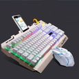 Cool LED rétro-éclairé ergonomique Gaming clavier mécanique Gamer souris ensembles (blanc) Pr20178-0