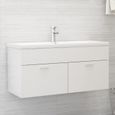 45063Haut de gamme® MEUBLE SOUS VASQUE - Meuble de rangement salle de bain - Blanc brillant 100x38,5x46 cm Aggloméré-0