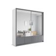 Armoire avec tiroirs Silu 204 blanc + gris + miroir - armoire avec miroir et porte coulissante, grand espace de rangement-0