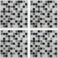 Faience adhésive motifs mosaique Noir & Blanc autocollants stickers - 4 feuilles 26 x 26 cm de 16 carreaux-0